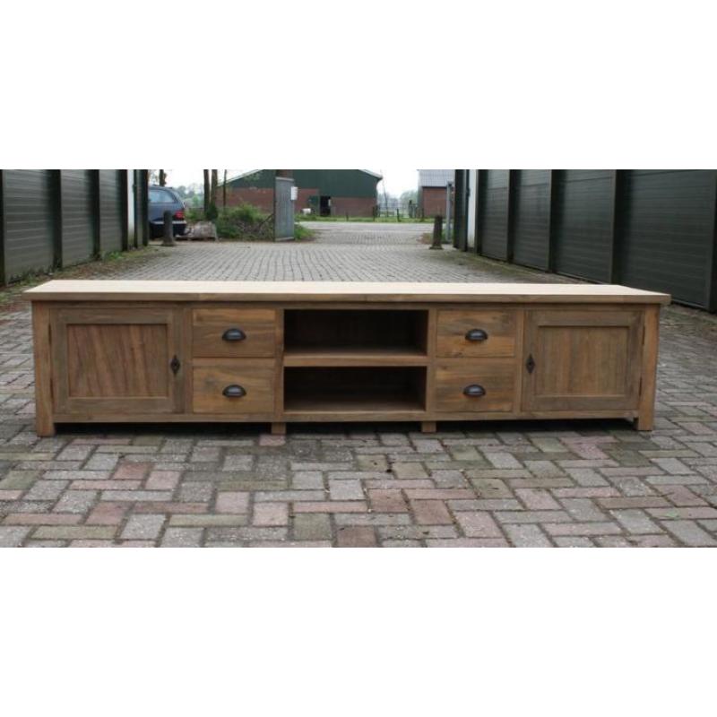 Teak tv meubel 225cm breed, 50cm hoog - Indoteak