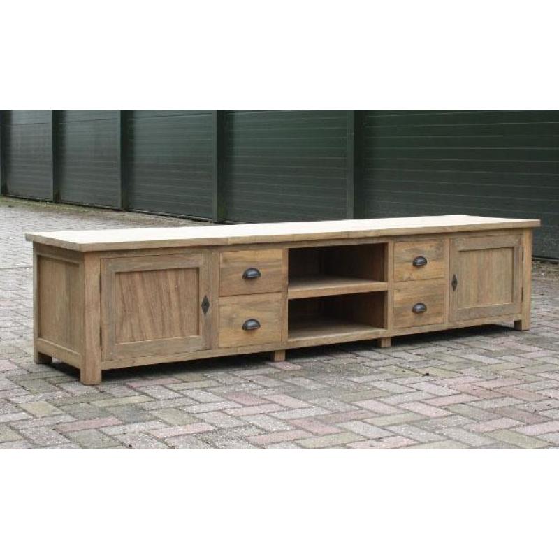 Teak tv meubel 225cm breed, 50cm hoog - Indoteak
