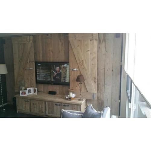 Steigerhouten audiomeubel tv meubel met schuifdeuren