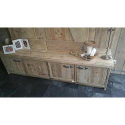 Steigerhouten audiomeubel tv meubel met schuifdeuren