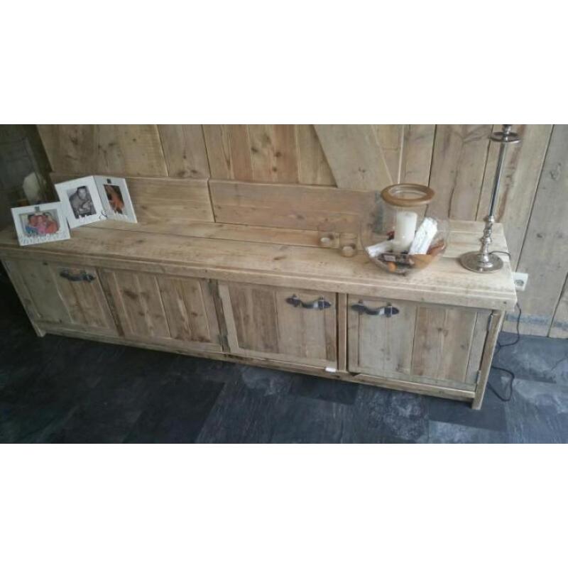 Steigerhouten audiomeubel tv meubel met schuifdeuren