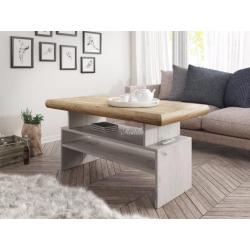 Landelijke salontafel Crown wit /eiken 125cm breed 60cm hoog