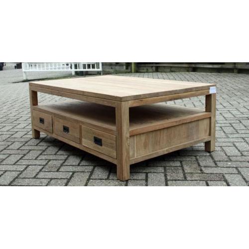 Teak salontafel 120x80cm met 6 laden: Indoteak