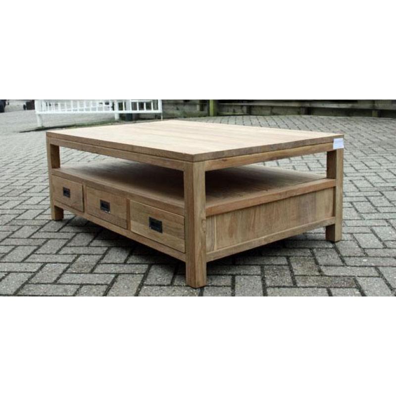 Teak salontafel 120x80cm met 6 laden: Indoteak