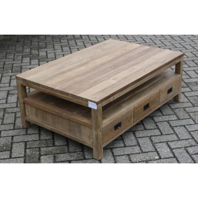 Teak salontafel 120x80cm met 6 laden: Indoteak