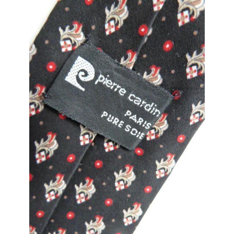 Pierre Cardin Paris fraaie zwart zijden stropdas / Luckylux