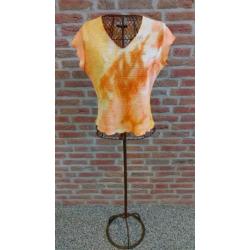 Rhetorique vintage oranje shirt mini mouw maat : M