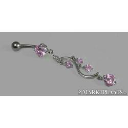 ~ Navelpiercing sliert ~navel piercing wit roze regenboog +