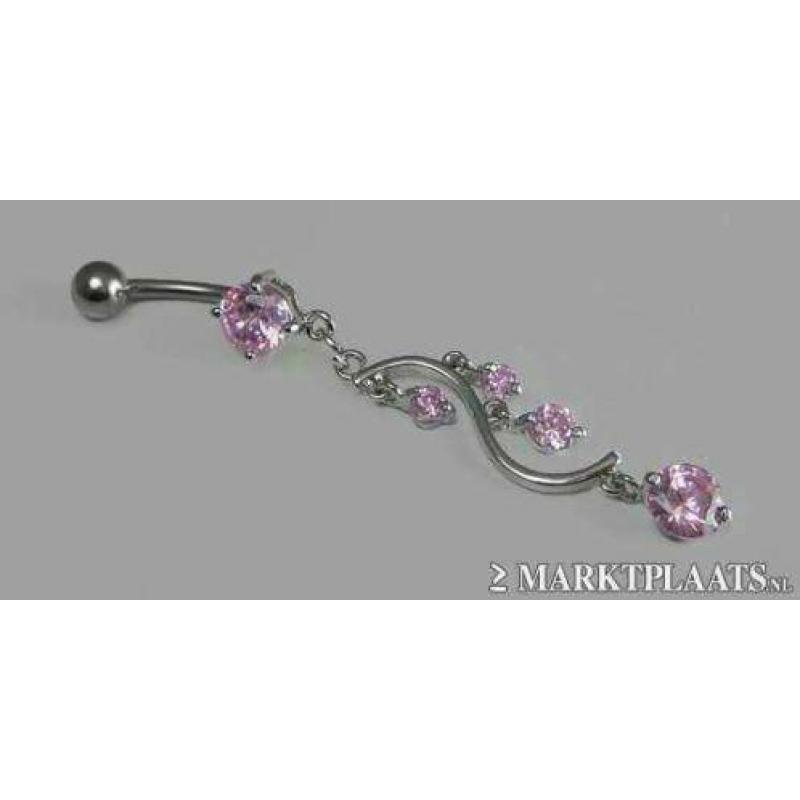 ~ Navelpiercing sliert ~navel piercing wit roze regenboog +