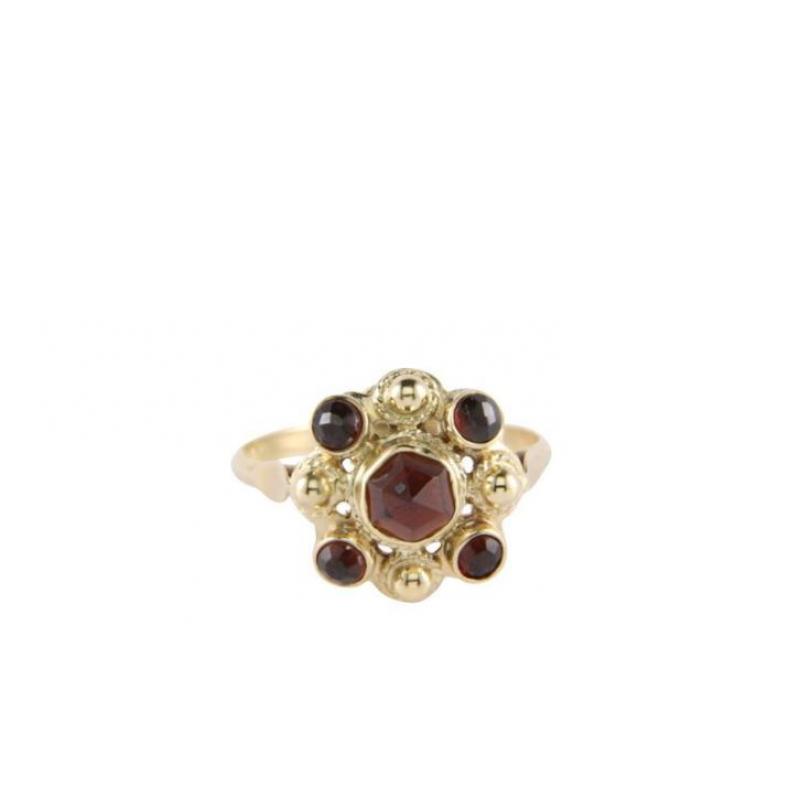Gouden ring met granaten 14 krt