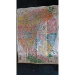 Oude landkaart Parijs jaren 50