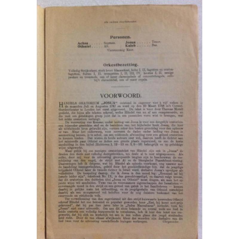 Josua Oratorium 1925 programmaboek