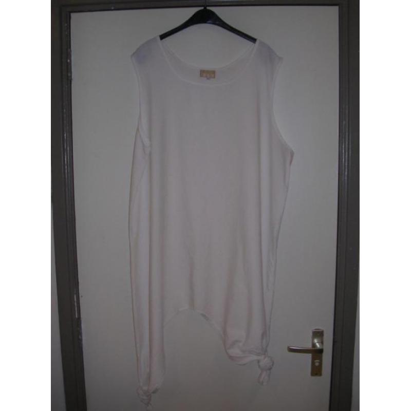 Fraaie aparte witte wijde viscose jurk van Double Fun Fun, L