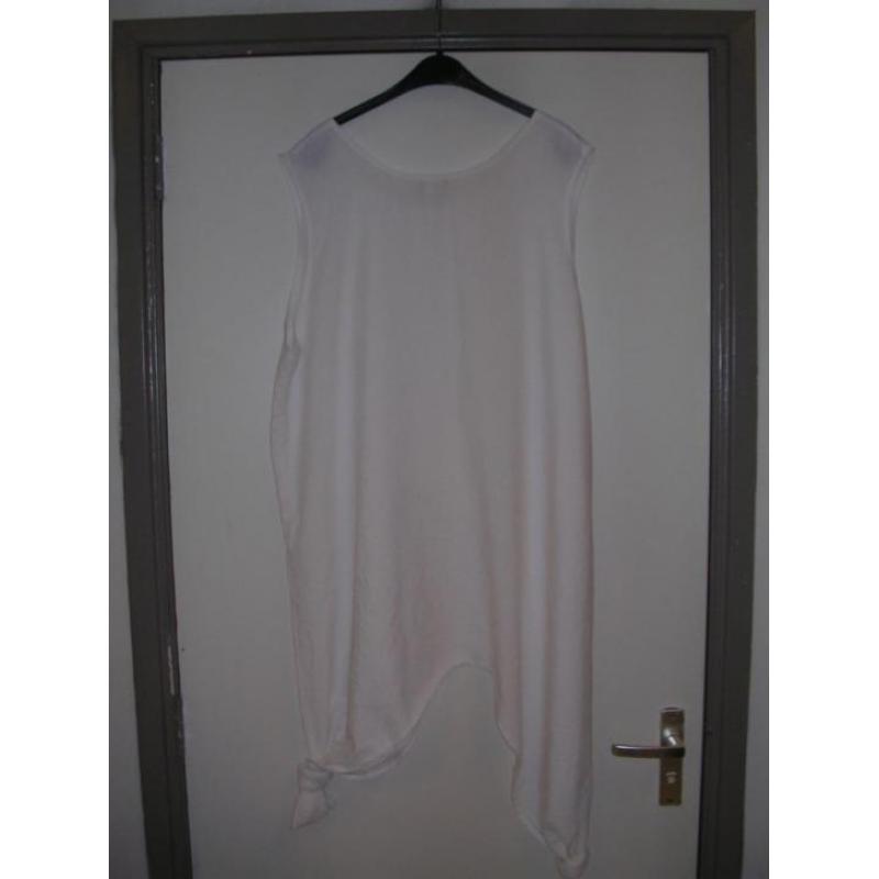 Fraaie aparte witte wijde viscose jurk van Double Fun Fun, L