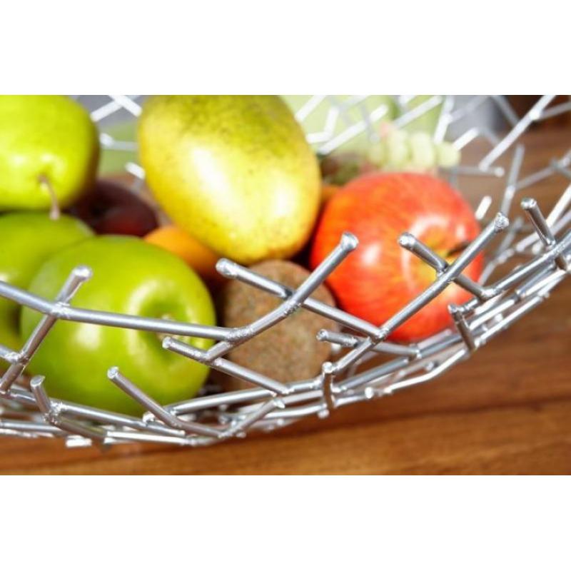 Decoratie Fruitschaal structuur zilver - 19008