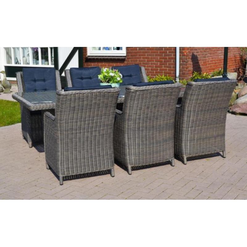 ibiza grey wicker dining tuinset, rond wicker, vlechtwerk