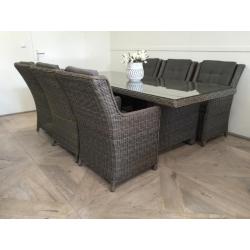 ibiza grey wicker dining tuinset, rond wicker, vlechtwerk