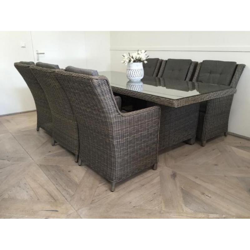 ibiza grey wicker dining tuinset, rond wicker, vlechtwerk