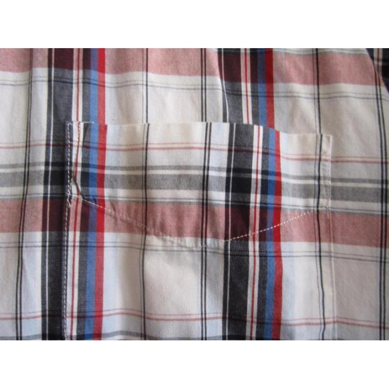 Katoenen overhemd geblokt rood/zwart/blauw/wit mt XXL
