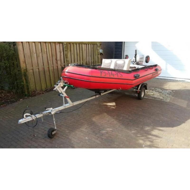 Seamaster 3.75 mtr rubber boot met 20 pk Honda 4 takt motor