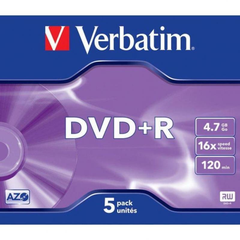 Verbatim DVD+R 4.7GB 16x Jewelcase, 5st