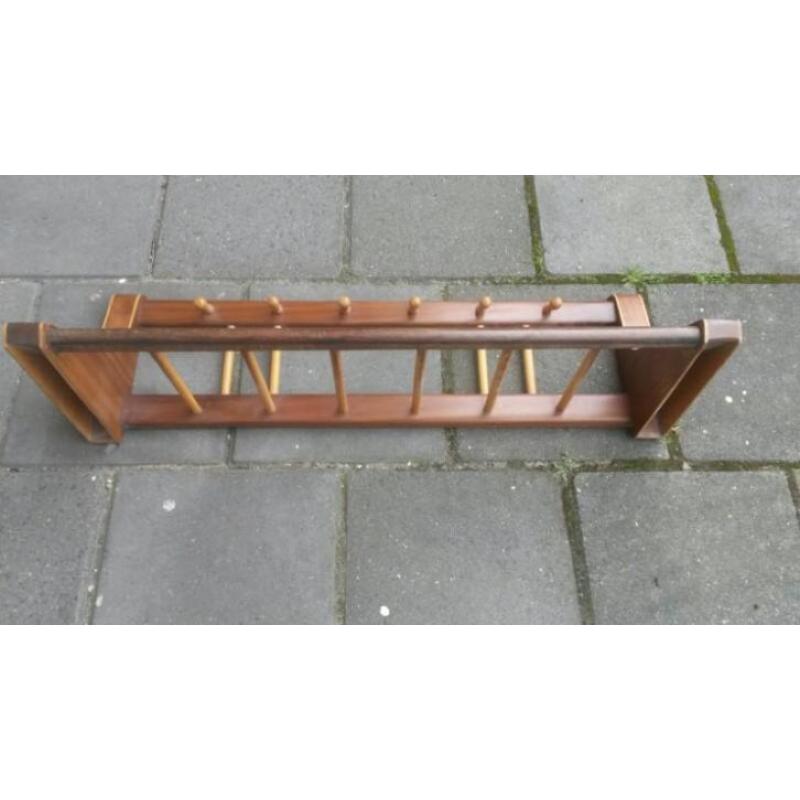 Vintage jaren 50 60 teak wandkapstok