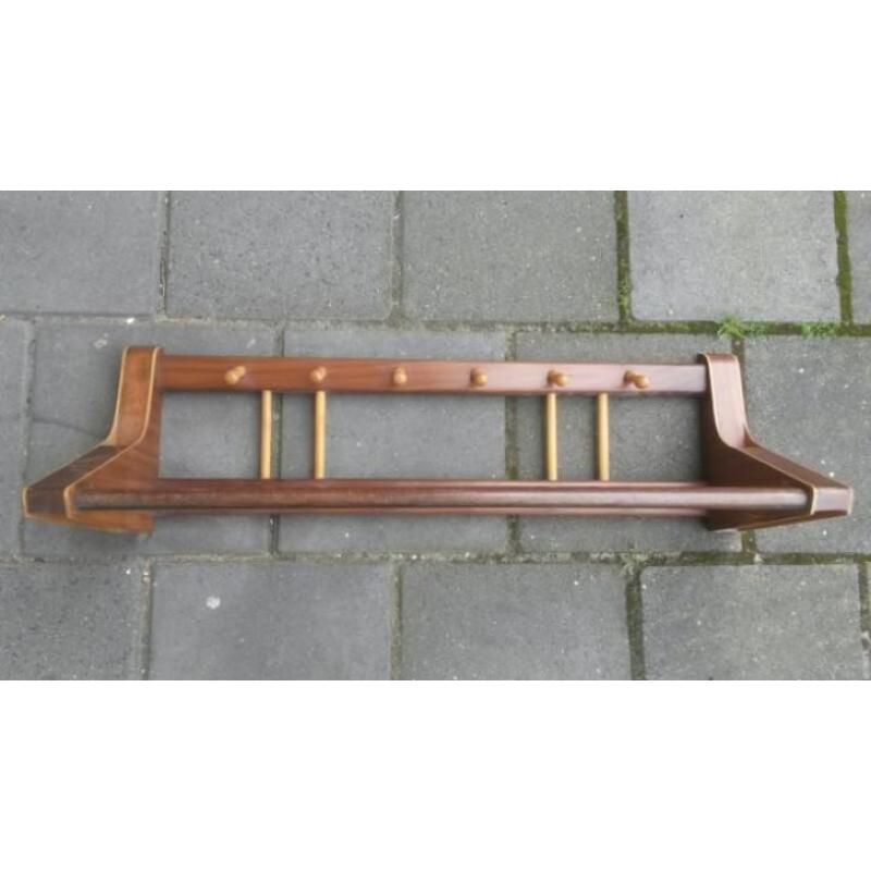 Vintage jaren 50 60 teak wandkapstok