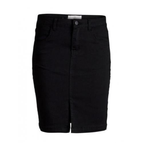 Nieuw! mt M Pieces stretch denim rok split zwart