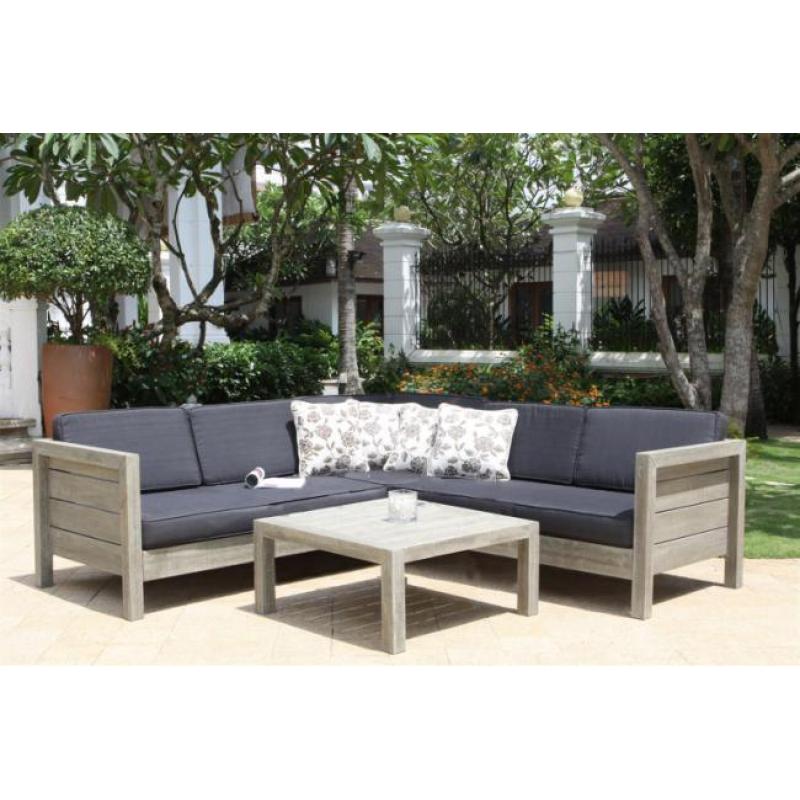 Loungeset Gardini Texel Hoek Acacia Antiek Grijs NU € 589
