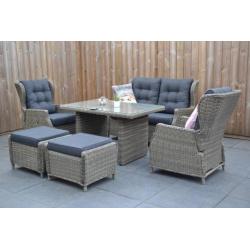 Barcelona Verstelbare Loungeset 2 Zitsbank Kobo Grey met Hog