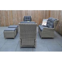 Barcelona Verstelbare Loungeset 2 Zitsbank Kobo Grey met Hog