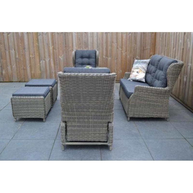 Barcelona Verstelbare Loungeset 2 Zitsbank Kobo Grey met Hog