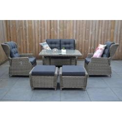 Barcelona Verstelbare Loungeset 2 Zitsbank Kobo Grey met Hog