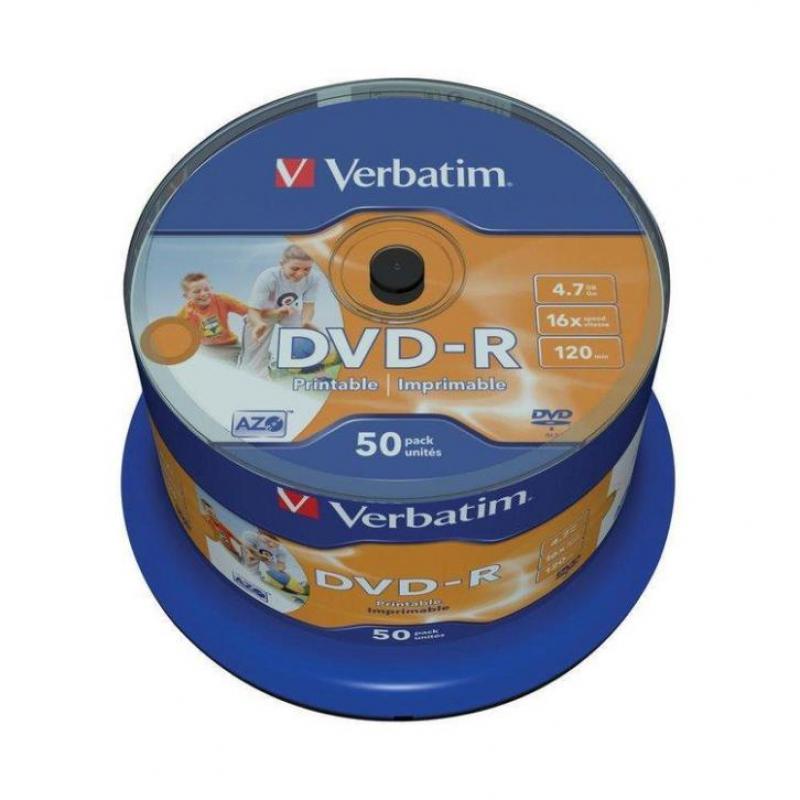 Verbatim DVD-R 4.7GB 16x Spindel, 50st, inkjet