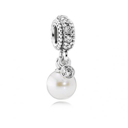 Pandora Hangbedel zilver 'White Pearl' 791871P