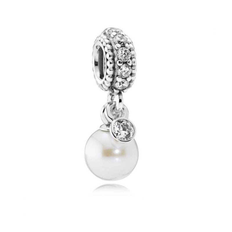 Pandora Hangbedel zilver 'White Pearl' 791871P