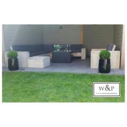 Steigerhouten hoekbank / loungebank incl. Behandeling!