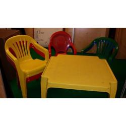 Set van 8 (6xJardin) kindertuinstoelen en 1 tafel