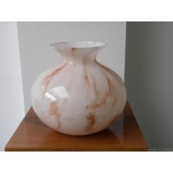 Grote Art deco vaas Scailmont, wit/peach