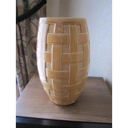Mid century Keralux Boch vaas - gevlochten dekor - beige----