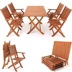 Nieuwe Hardhouten Tuinset : Tafel + 4 stoelen Tuin Set