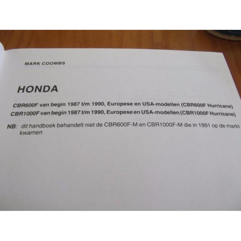 honda cbr600f &cbr1000f 1987-1990 peters motorhandboek