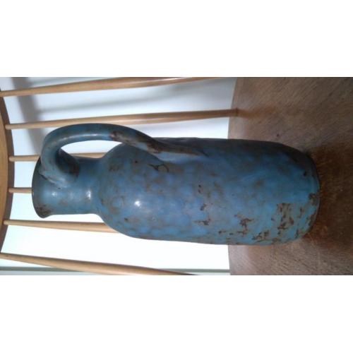 Nel goedhart vaas gewolkt petrol blauw bruin VINTAGE