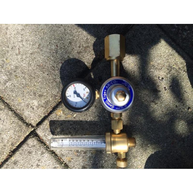 Beschermgas regelaar met flowmeter/gasiq tigex ar/co2
