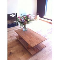 Robuuste eiken houten salontafel VT wonen