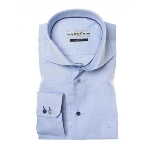 Ledûb overhemd two-ply modern fit, lichtblauw