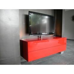 Zwevende tv-kast rood hoogglans met tv-draaisysteem artyx 4