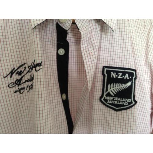 N.Z.A. NZA wit-rood geruit overhemd medium