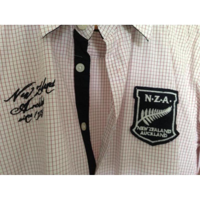 N.Z.A. NZA wit-rood geruit overhemd medium