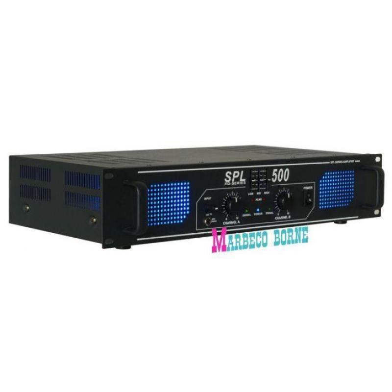 Amplifier,Versterker, PA 2 x 250W SPL500 met Equalizer